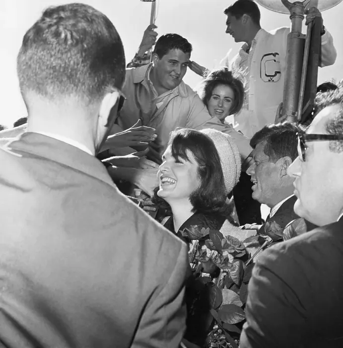 Framed Print : People Greeting President and Mrs. John F. Kennedy
