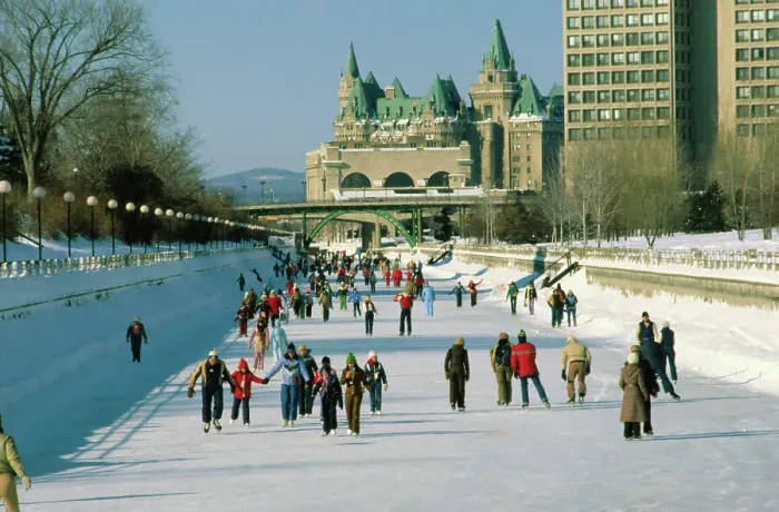 Framed Print : People Ice Skating on Rideau Canal Framed Print : People Ice Skating on Rideau Canal