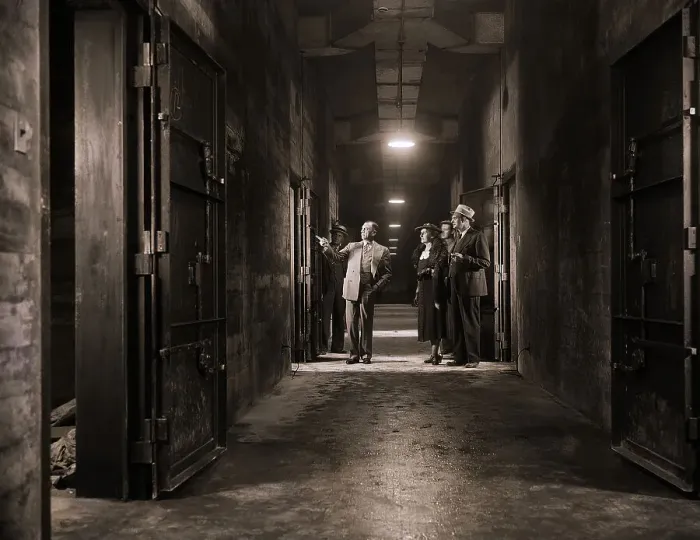 Framed Print : People Inspecting a Silver Vault