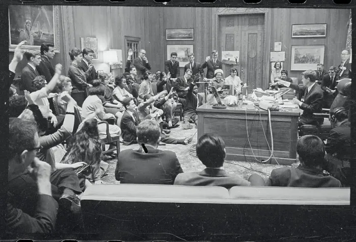 Framed Print : People Interviewing Robert Kennedy Framed Print : People Interviewing Robert Kennedy