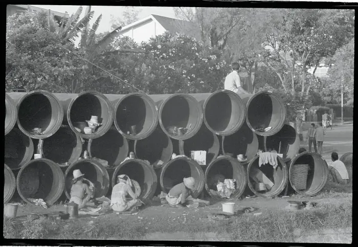 Framed Print : People Living in Huge Water Pipes Framed Print : People Living in Huge Water Pipes