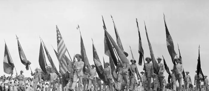 Framed Print : People Marching in Parade Carrying Flags Framed Print : People Marching in Parade Carrying Flags
