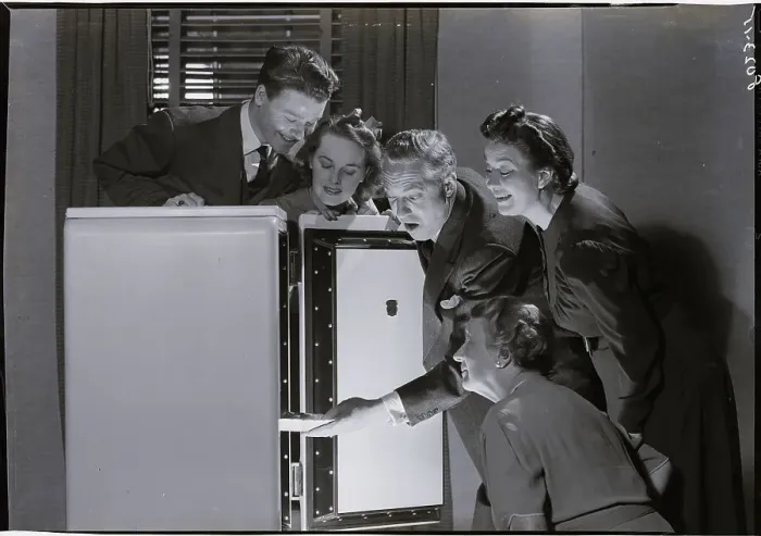 Framed Print : People Marveling at Refrigerator Framed Print : People Marveling at Refrigerator