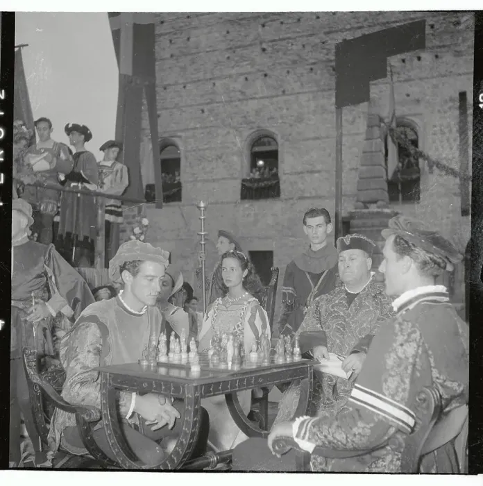 Framed Print : People in Medieval Costumes Playing Chess Framed Print : People in Medieval Costumes Playing Chess
