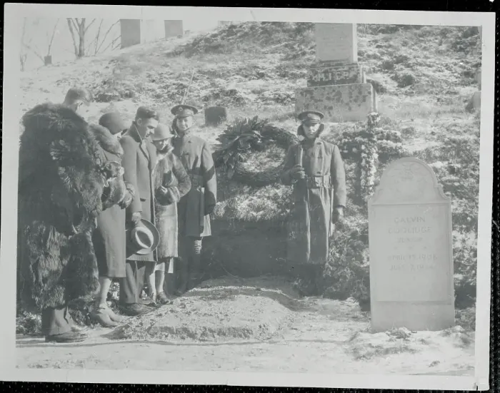 Framed Print : People Mourning at Grave of Calvin Coolidge Framed Print : People Mourning at Grave of Calvin Coolidge