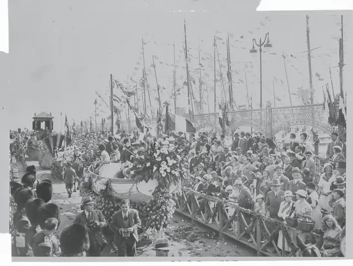 Framed Print : People Observing Floats in Celebration Framed Print : People Observing Floats in Celebration