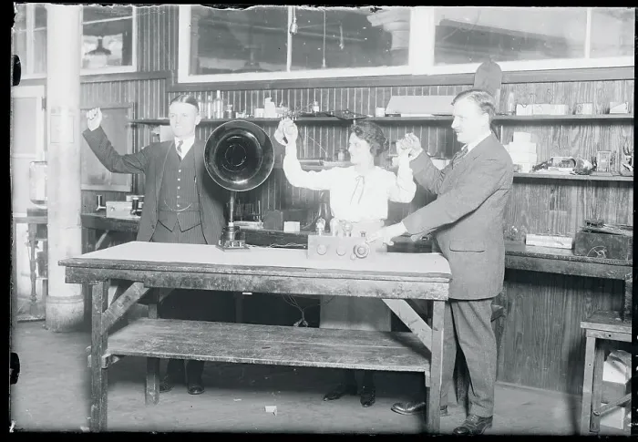 Framed Print : People Operating a Radiophone Framed Print : People Operating a Radiophone