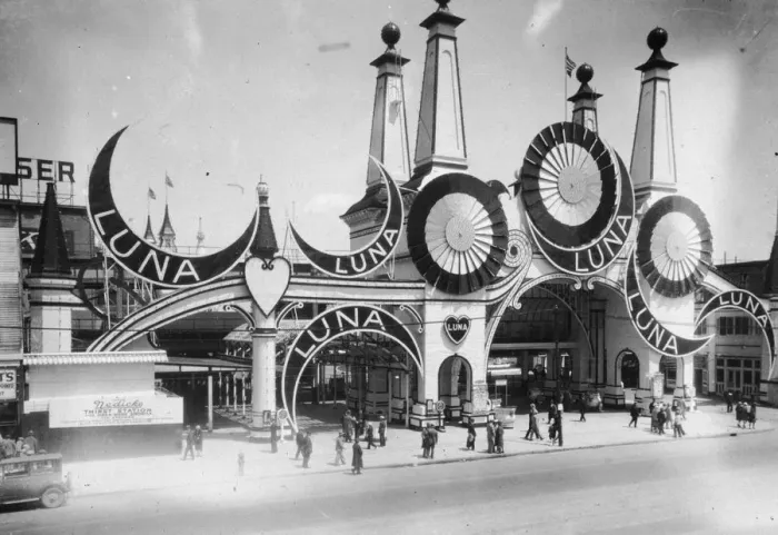 Framed Print : People outside the entrance to Luna Park on Coney Island, New York Framed Print : People outside the entrance to Luna Park on Coney Island, New York