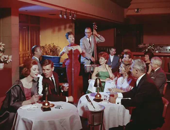 Framed Print : People in restaurant listening musical performance Framed Print : People in restaurant listening musical performance