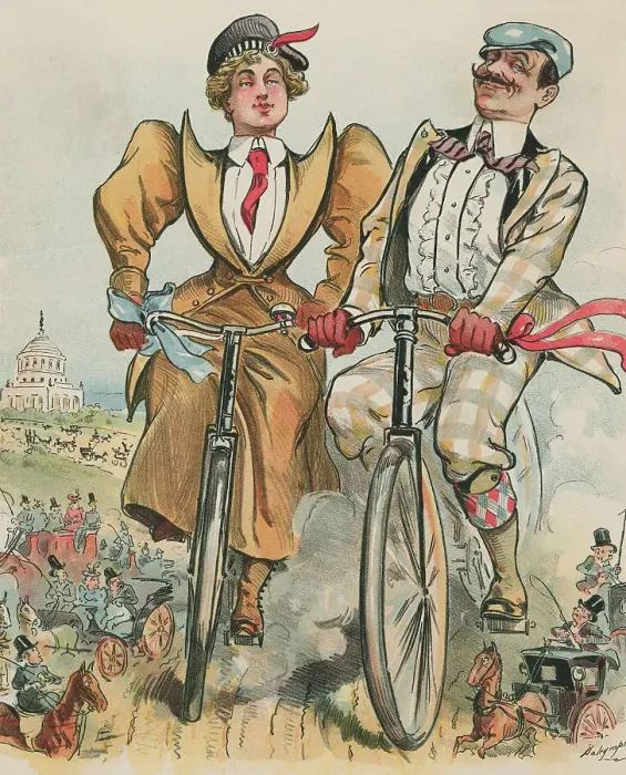 Framed Print : People Riding Bicycles