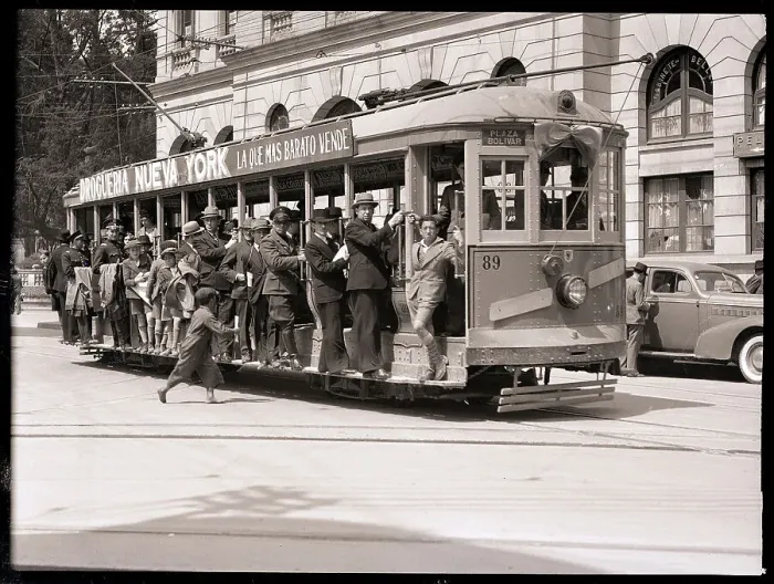 Framed Print : People Riding A Street Car In Bogata Framed Print : People Riding A Street Car In Bogata