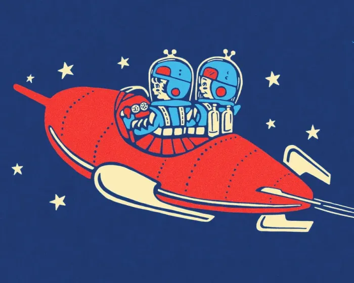 Framed Print : Two People in a Rocketship Framed Print : Two People in a Rocketship