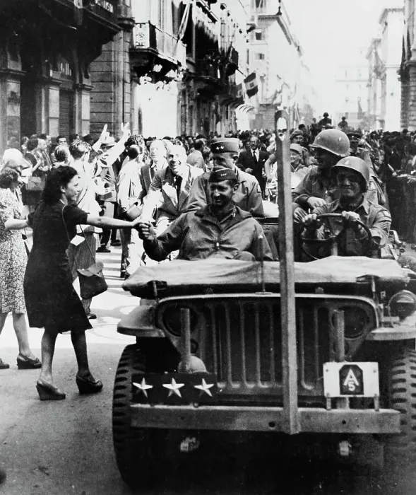 Framed Print : People In Rome Cheer US Army Jeeps Framed Print : People In Rome Cheer US Army Jeeps
