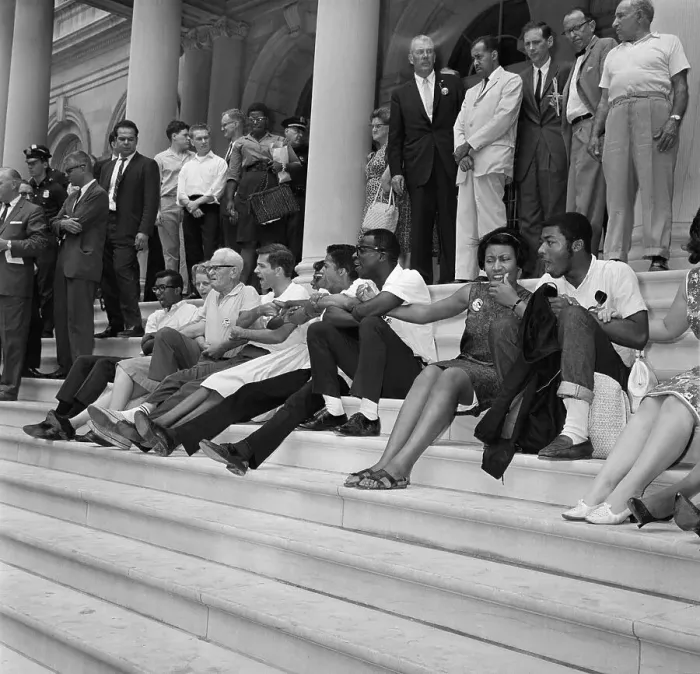 Framed Print : People Seated On City Hall Steps Framed Print : People Seated On City Hall Steps