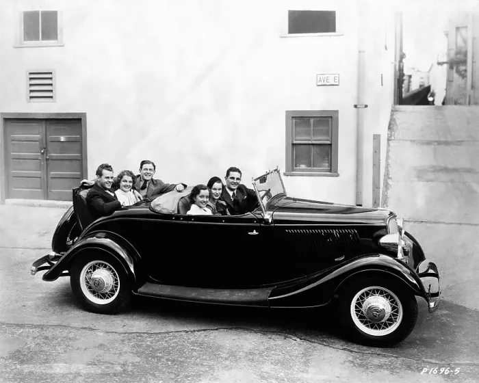 Framed Print : Six People Seated In Ford Convertible Framed Print : Six People Seated In Ford Convertible