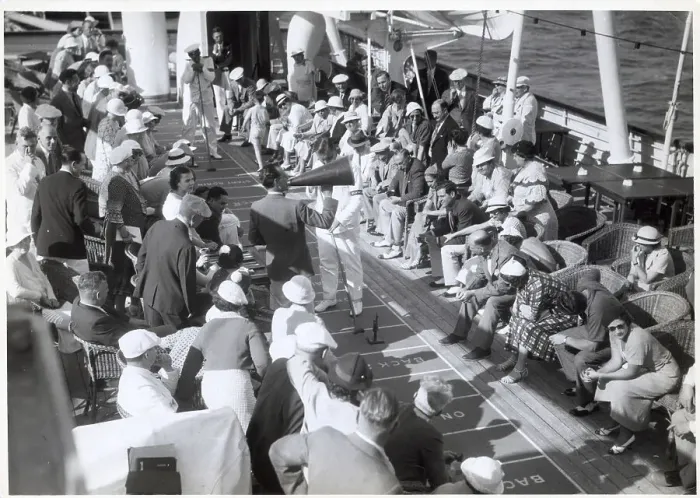 Framed Print : People on Ship Deck / Man W / Megaphone