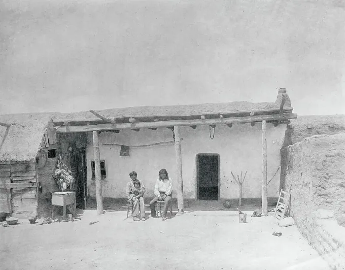 Framed Print : People Sitting Outside of Their Home Framed Print : People Sitting Outside of Their Home