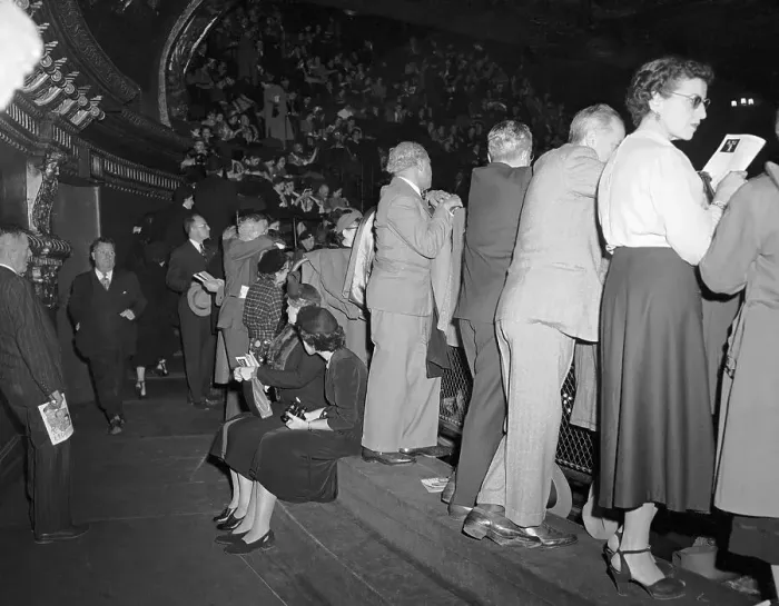 Framed Print : People Stand Inside Metropolitan Opera House