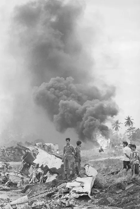 Framed Print : People Standing by Crashed Aircraft Framed Print : People Standing by Crashed Aircraft