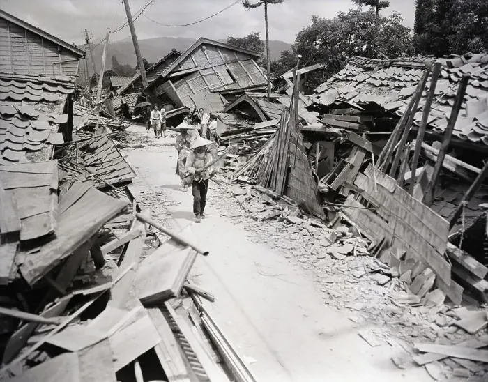 Framed Print : People In Streets With Destroyed Bldgs Framed Print : People In Streets With Destroyed Bldgs