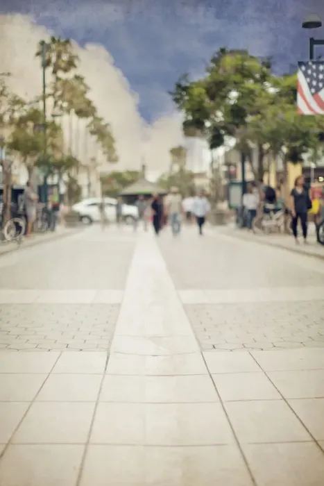 Framed Print : People Stroll Promenade in Santa Monica