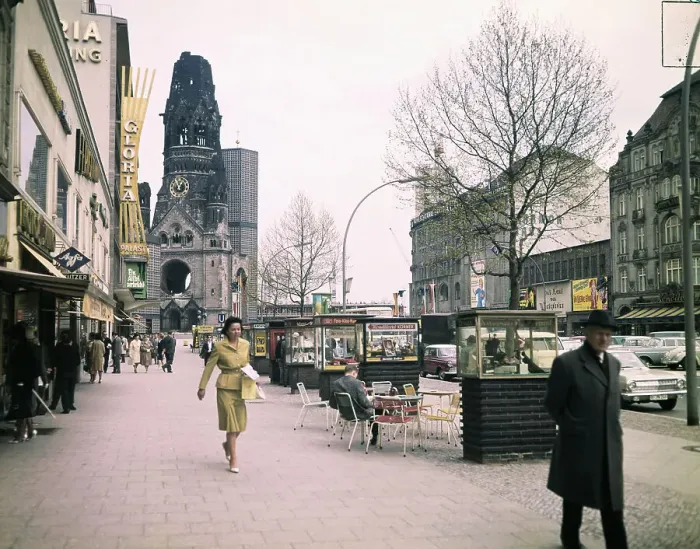 Framed Print : People Strolling Down a City Sidewalk