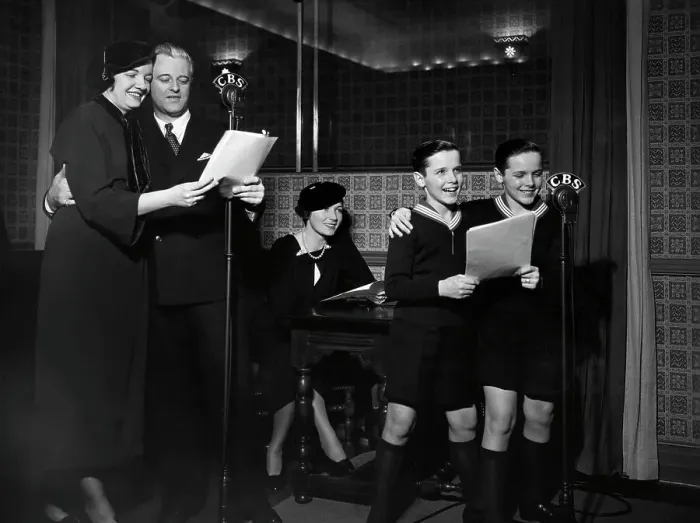 Framed Print : People In Studio Making Radio About Fami