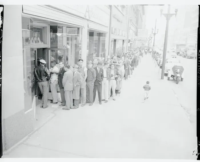 Framed Print : People in Ticket Line Framed Print : People in Ticket Line