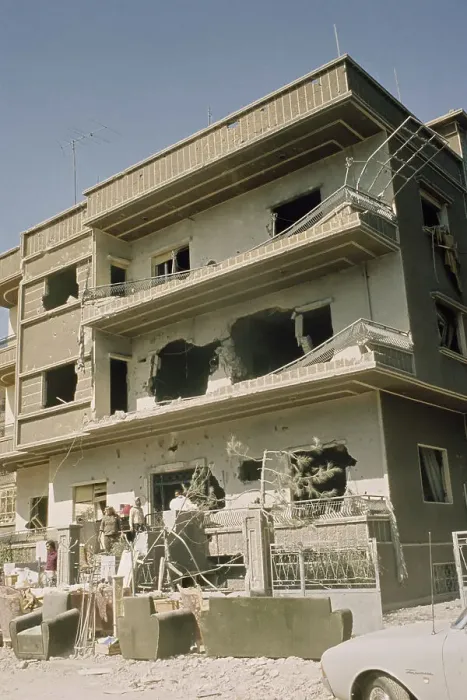 Framed Print : People Viewing Damage in Damascus