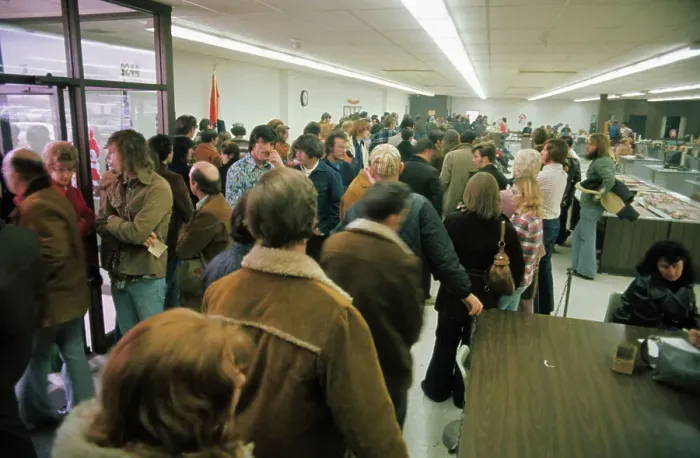 Framed Print : People Waiting in Line at the Employment Office Framed Print : People Waiting in Line at the Employment Office