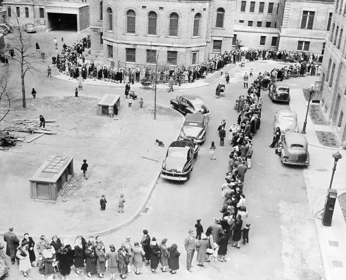 Framed Print : People Waiting in Line for Smallpox Vaccination Framed Print : People Waiting in Line for Smallpox Vaccination
