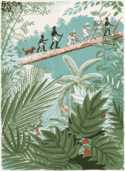 Framed Print : People Walking on a Log in the Jungle Framed Print : People Walking on a Log in the Jungle