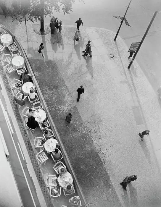 Framed Print : People Walking Past a Sidewalk Cafe Framed Print : People Walking Past a Sidewalk Cafe