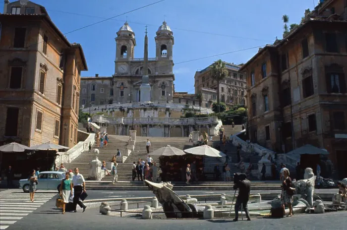 Framed Print : People Walking Up Spanish Steps Framed Print : People Walking Up Spanish Steps