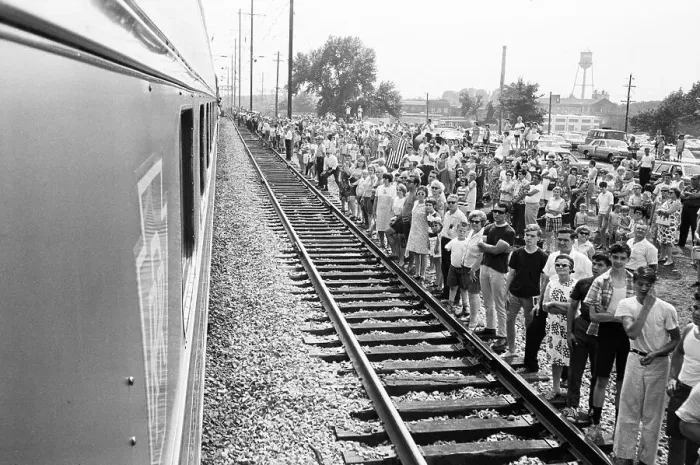 Framed Print : People Watching RFK'S Funeral Train Framed Print : People Watching RFK'S Funeral Train