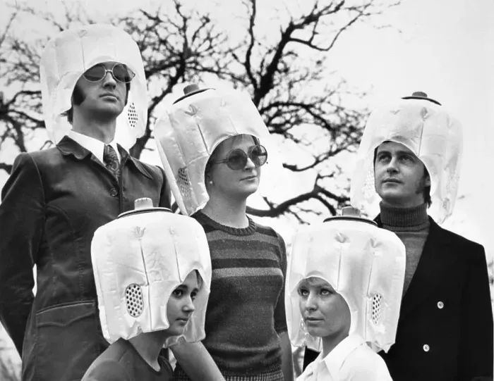 Framed Print : People Wearing Hair Drying Device Framed Print : People Wearing Hair Drying Device