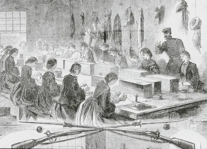 Framed Print : People Working in Munitions Factory Framed Print : People Working in Munitions Factory