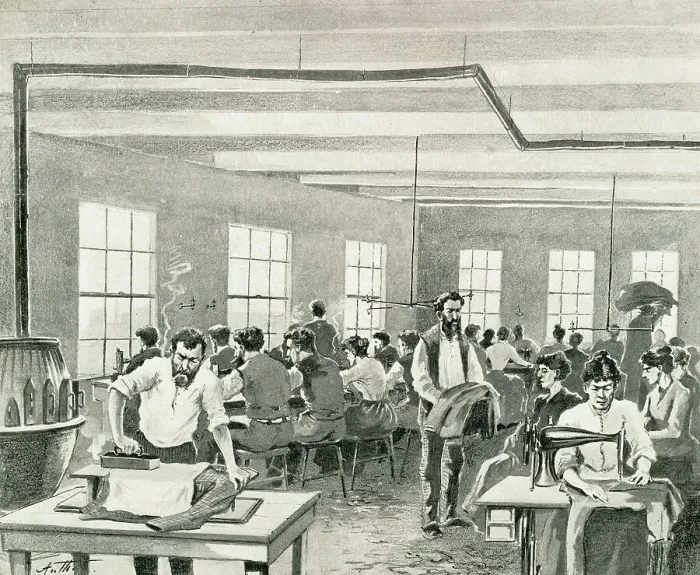 Framed Print : People Working in Sweat Shop Framed Print : People Working in Sweat Shop