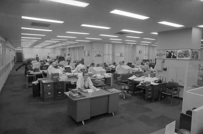 Framed Print : People Working at the United Press Newsroom Framed Print : People Working at the United Press Newsroom