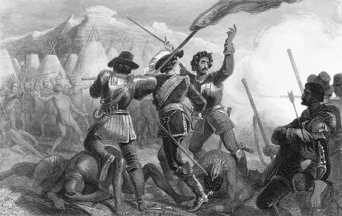 Framed Print : Pequot War Scene