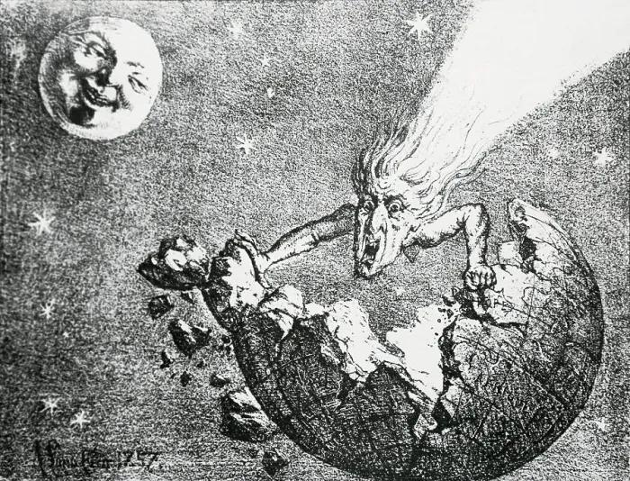 Framed Print : Perception of Earth and Comet Encounter from 1857 Framed Print : Perception of Earth and Comet Encounter from 1857