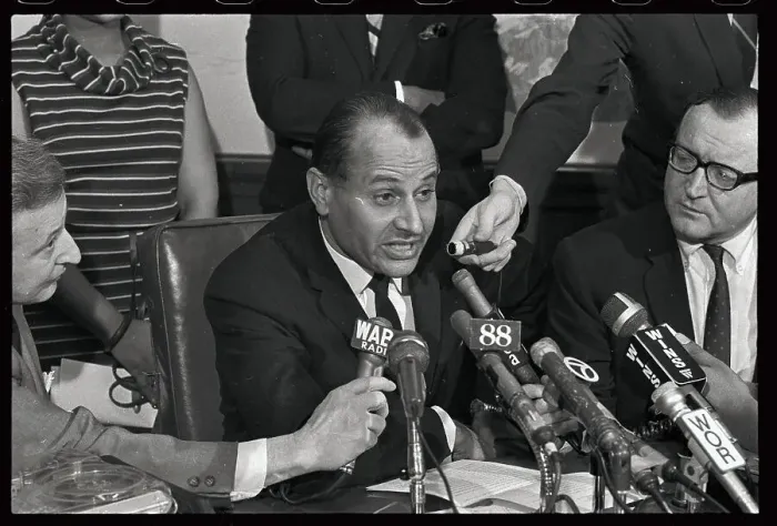 Framed Print : Percy Sutton at News Conference Framed Print : Percy Sutton at News Conference