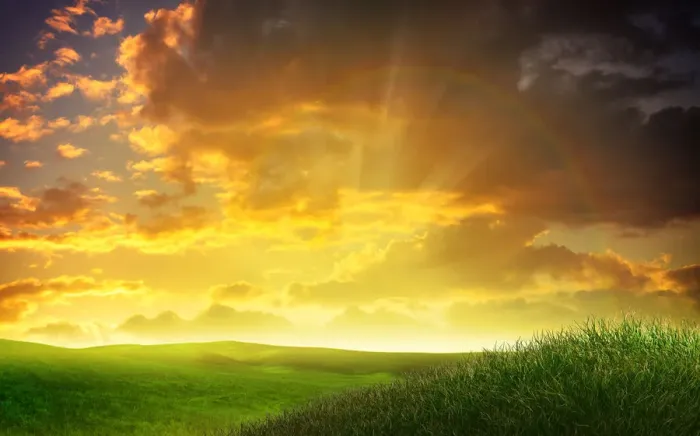 Framed Print : Perfect landscape with rainbow Framed Print : Perfect landscape with rainbow