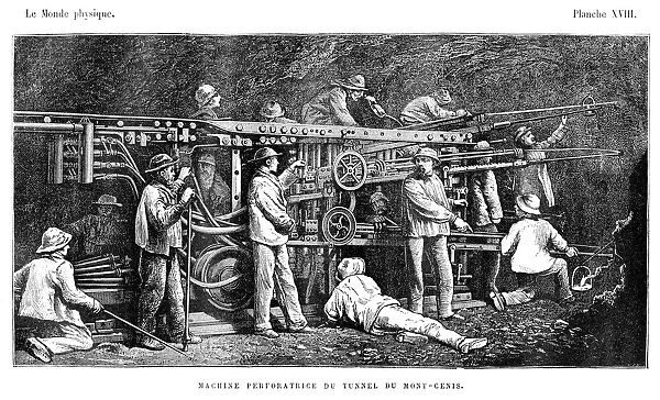 Perforation machine on tunnel engraving 1881