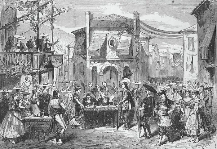 Framed Print : Performance of the opera La Perichole, The Street Singer, by Jacques Offenbach, 1869, France, Historic, digitally restored reproduction of an original 19th century original, exact original date not known Framed Print : Performance of the opera La Perichole, The Street Singer, by Jacques Offenbach, 1869, France, Historic, digitally restored reproduction of an original 19th century original, exact original date not known