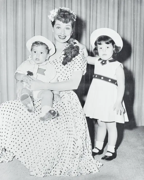 : Performer Lucille Ball Posing With Her Children : Performer Lucille Ball Posing With Her Children