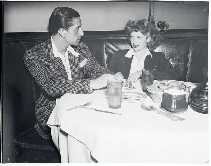 Framed Print : Performer Lucille Ball Sitting at Table With Escort Mack Gray