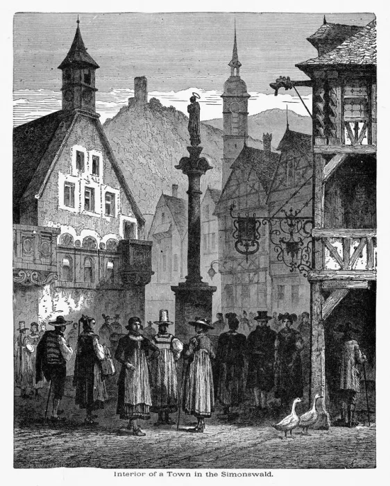 Framed Print : Period Clothing in the Village of Simonswald, Germany Circa 1887 Framed Print : Period Clothing in the Village of Simonswald, Germany Circa 1887