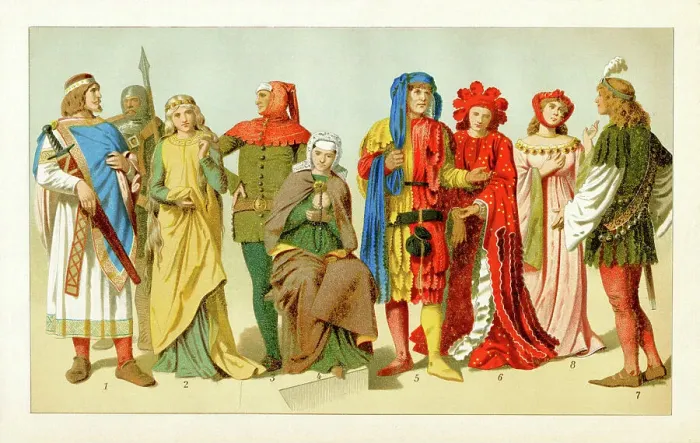 Framed Print : Period Costume from 11th to 15th century Europe Framed Print : Period Costume from 11th to 15th century Europe