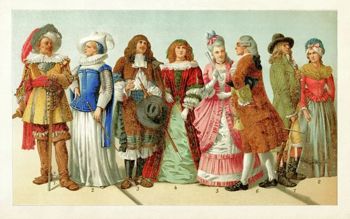 Framed Print : Period costume 17th - 18th century Europe Framed Print : Period costume 17th - 18th century Europe